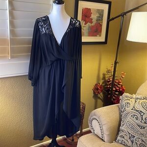Torrid Black Lace Faux Wrap Dress, SZ 4